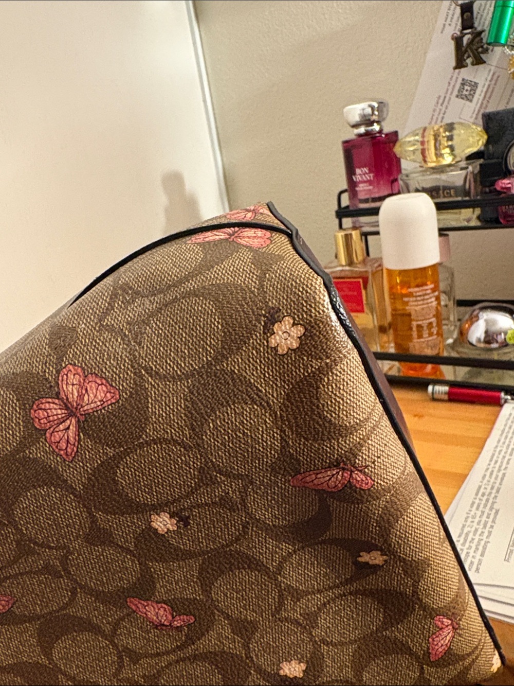 COACH Brown Signature Butterfly Bucket Bag - Picture 10 of 17